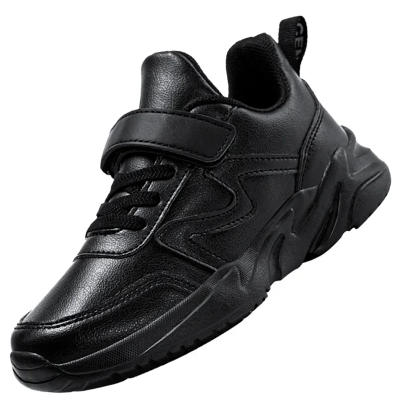 Leather Breathable Children's Sneakers Shoes 2022 Autumn New Mesh Kids Baby Sport Black White Toddler Girls Boys Casual Running