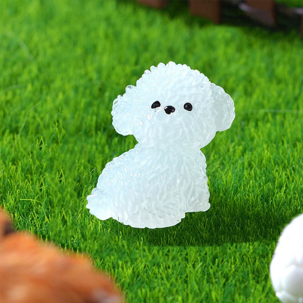 

Glow in the Dark Statue Mini Resin Puppy Ornament Fairy Garden Decor Micro Dog Figurine Small Dog Decoration Adorable for Garden