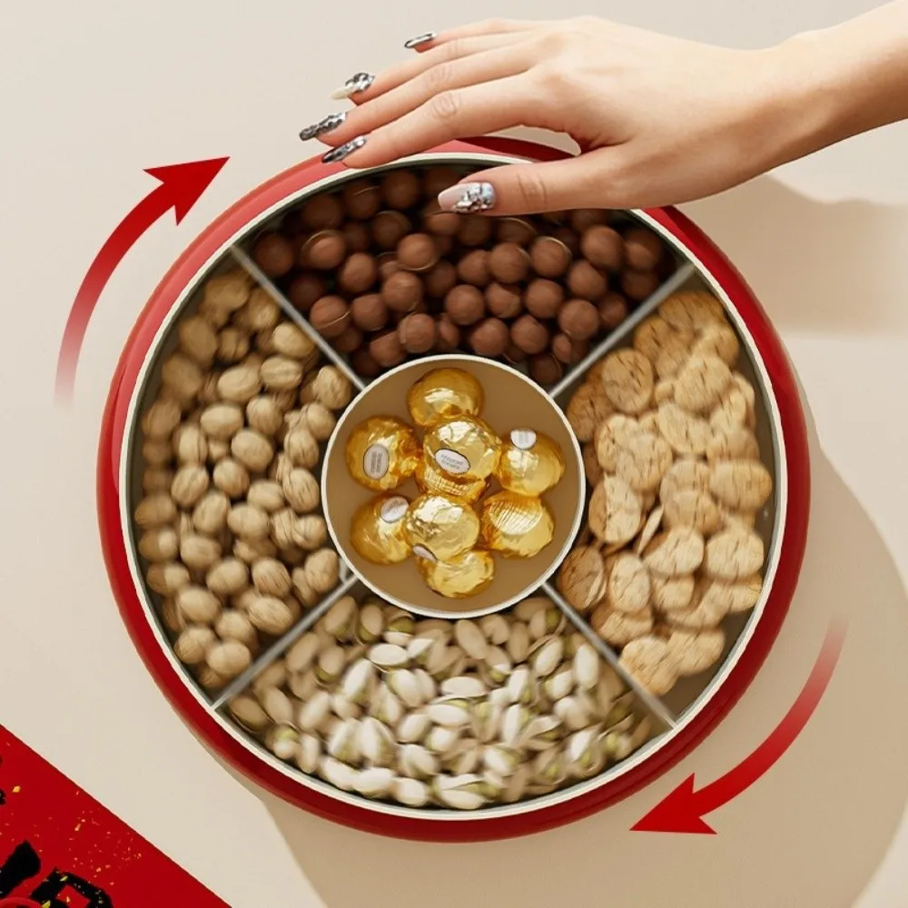 

Вращающаяся многоярусная тарелка для сухофруктов, прозрачный поднос для хранения и демонстрации фруктов с отделениями