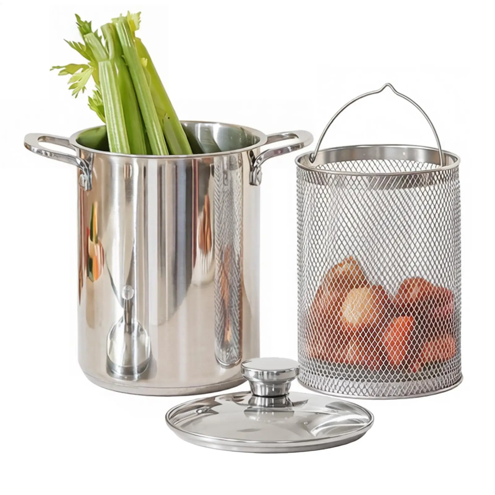 4L Stainless Steel Deep Fryer Oil Save Potato Chip Frying Pot Vegetable Noodle Stewing Pot with Strainer Chicken Cooking Tools view 4