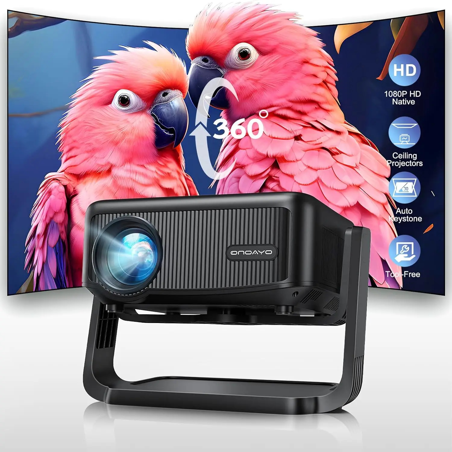 

Mini Projector WiFi Bluetooth 1080P Portable Movie Outdoor Ceiling Projector with Electric Focus Auto Keystone