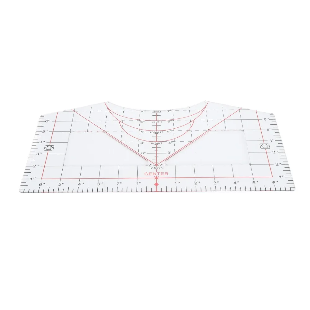 Acrylic T-Shirt Ruler Transparent Chest And Shoulder Markings Apparel Alignment Ruler Neckline Alignment