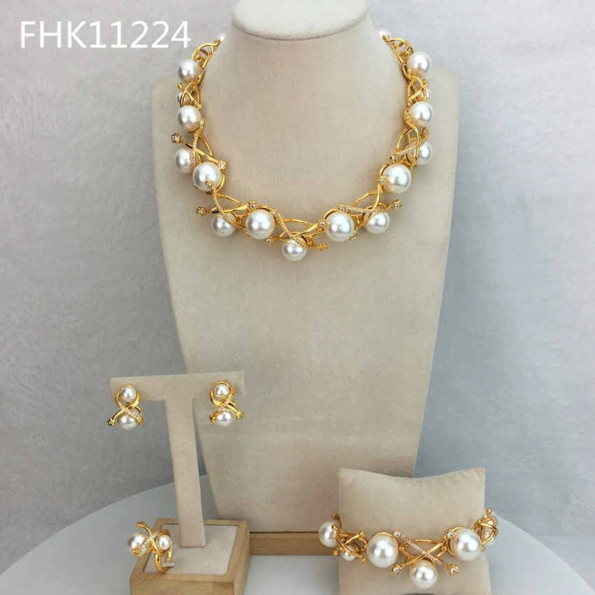 

2023 Dubai Fine Jewelry Sets High Quality Pearls Necklace for Women Party Gift FHK11224