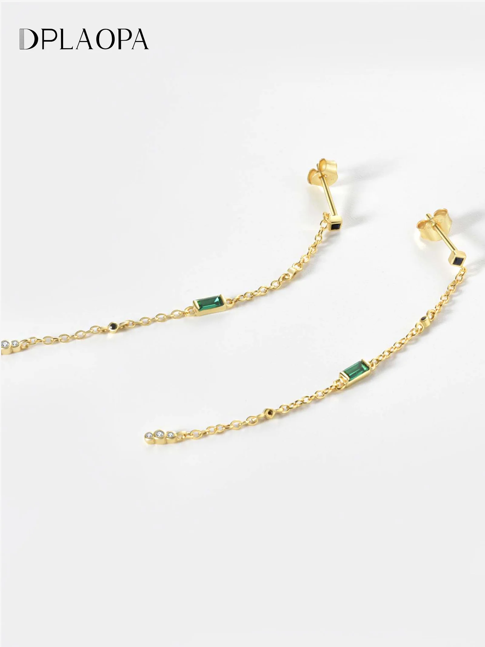 

Женские серьги-подвески DPLAOPA из стерлингового серебра 925 пробы с маленьким зеленым цирконием и длинной цепочкой, новинка 2024, изысканные роскошные подарочные украшения