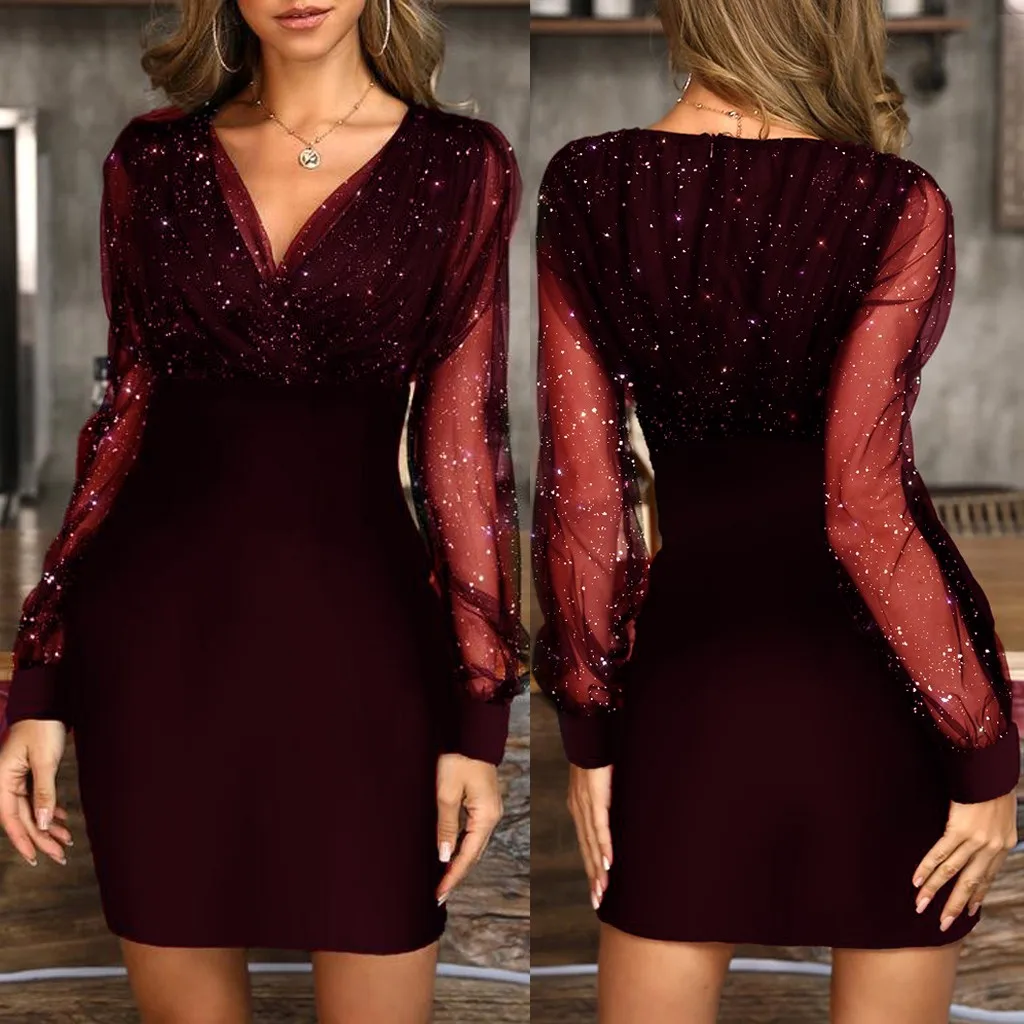 Otoño Invierno Wonen lentejuelas Sexy nuevo 2024 verano Mujer negro Retro elegante vestido de fiesta Club nuevo estilo vestidos negros Mujer