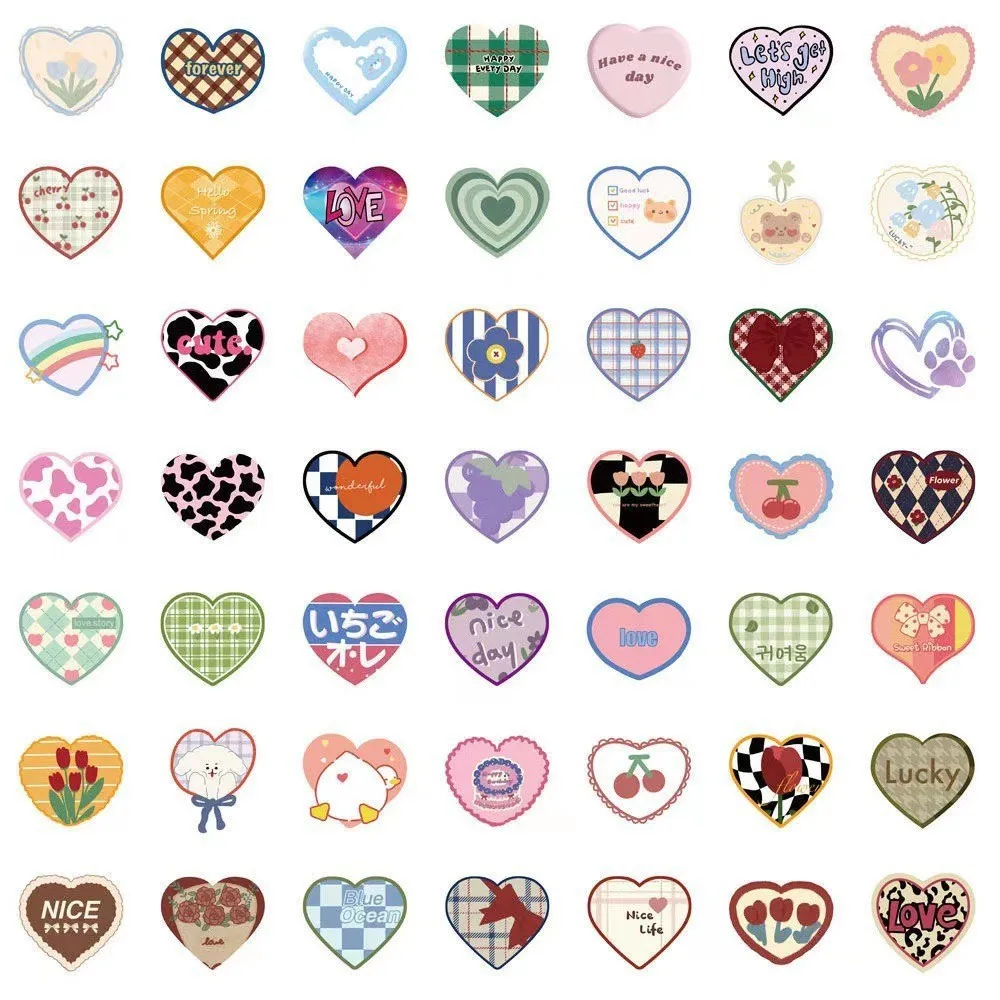 100 pièces mignon dessin animé amour coeur autocollants Kawaii bonbons couleurs autocollants Scrapbooking journal autocollants école bureau papeterie