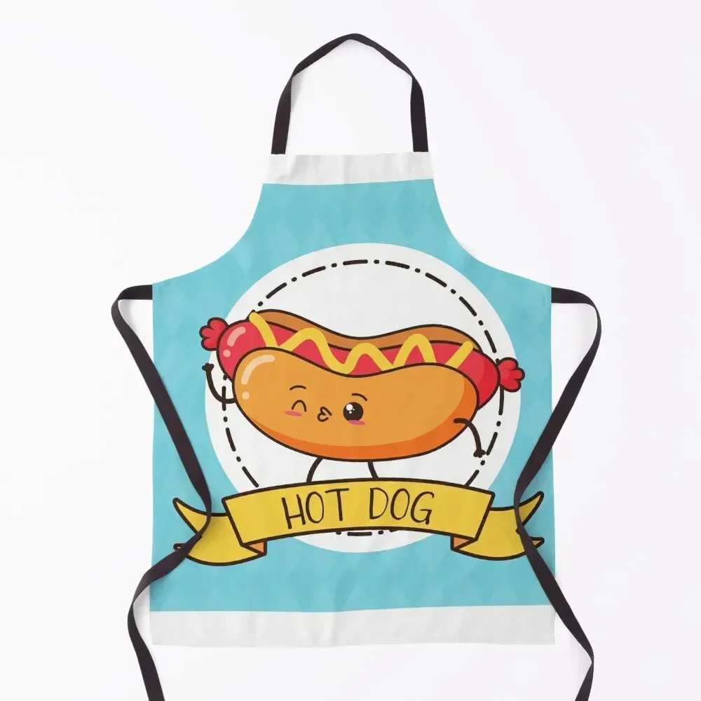 

Hot Dog Eating Contest Apron Kitchen Kawaii Accessories For Women Women's Home Clothes For Cooking Apron