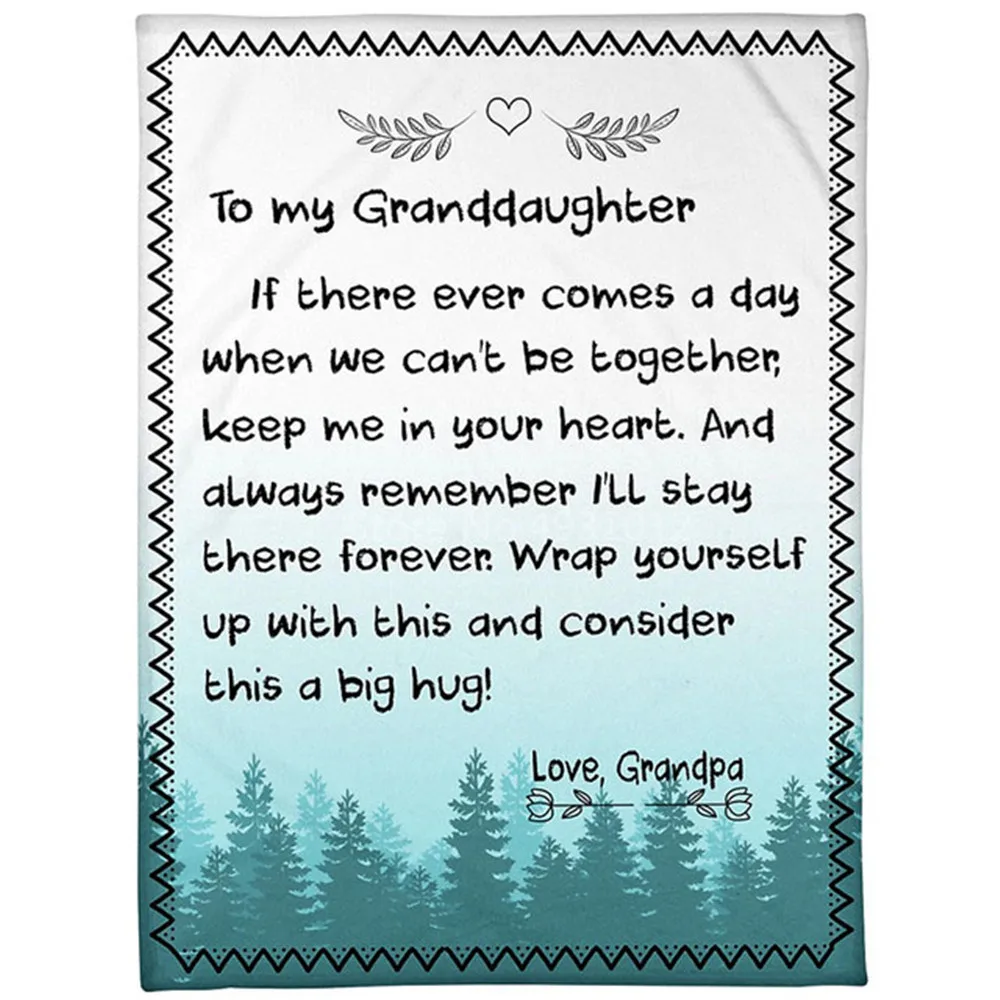 Letter to My Granddaught Love Print Coral Fleece Blanket Grandma Gift Custom Premium Plush Quilt Kids Sofa Blankets