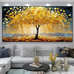 Abstract Golden Tree Of Life Diy Diamond Painting Modern Lucky Fortune Tree Large Size Full Rhinestones Living Room Home Decor