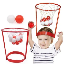 Head Hoop juego de fiesta de baloncesto para niños y adultos juego de Carnaval diadema de red de cesta ajustable con 20 bolas para fiesta de Carnaval