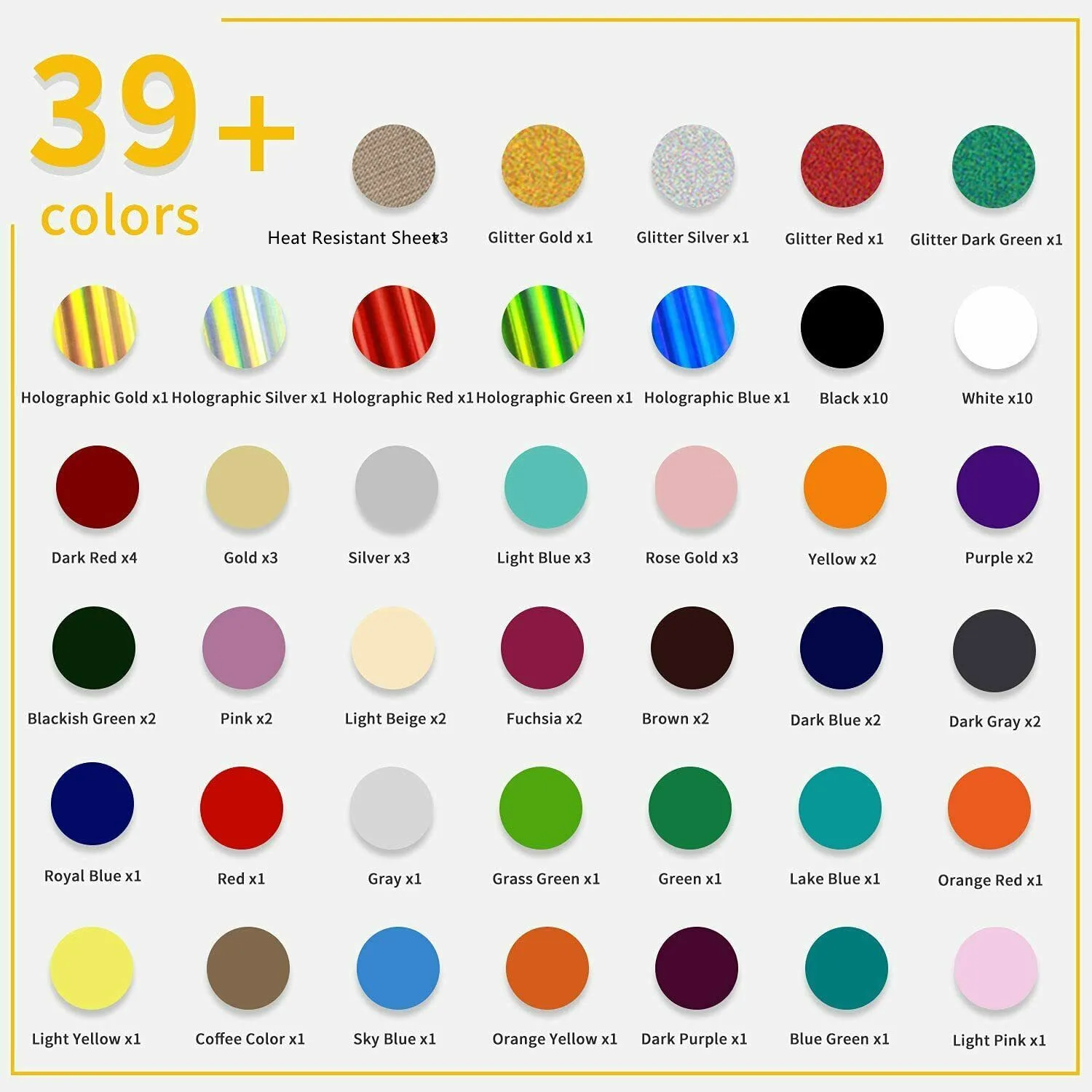 HTVRONT 80pcs 30cm * 25cm 멀티 컬러 PU 열전달 비닐 시트 티셔츠 HTV 비닐에 Cricut 열 프레스 헝겊 인쇄