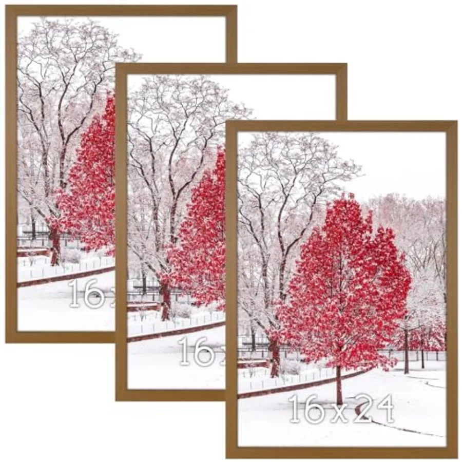 

Frame Set of 3 - Rustic Woodgra 16 x 24 Poster Frame with Plexiglass for Wall Gallery Display Picture Frame for Puzzles Artwork