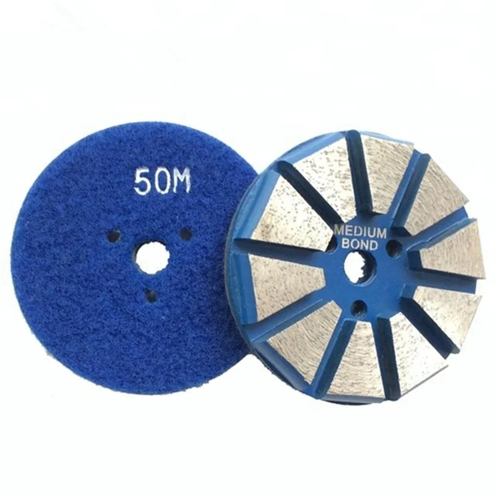 

3 Inch Diamond Grinding Disc with and 8-10 Segments for Terrazzo and Concrete Polishing - 9 Piece Set