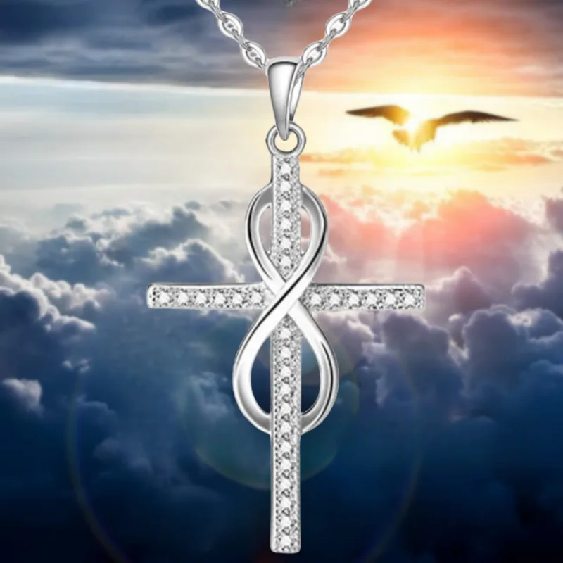 Creative Women Unlimited Exchange Zircon Cross Pendant Necklace Engagement Necklaces for Women Cross Jewelry Couple Party Gift