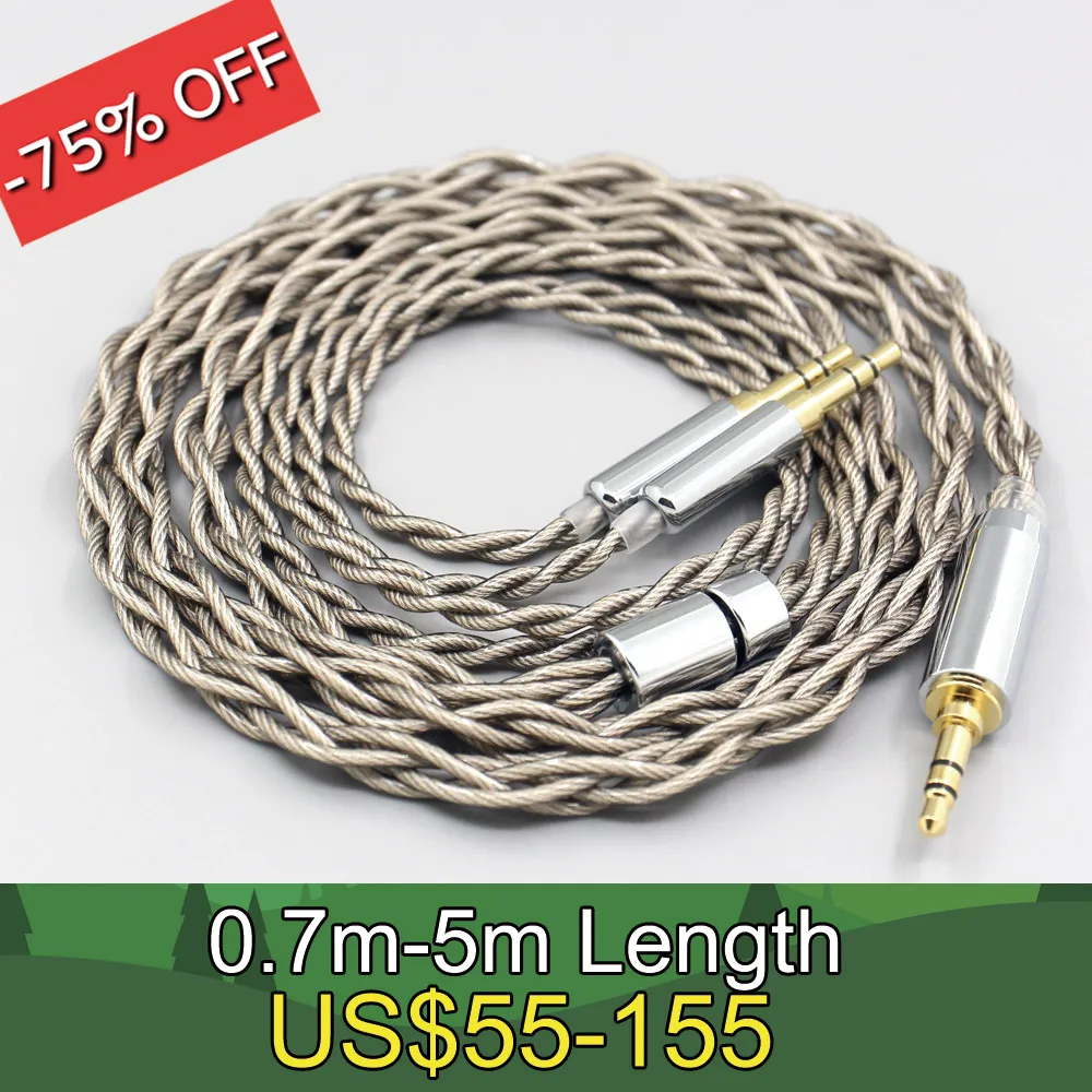 

99% Pure Silver + Graphene Silver Plated Shield Earphone Cable For ONKYO SN-1 JVC HA-SW01 HA-SW02 McIntosh Labs MHP1000 3.5mm