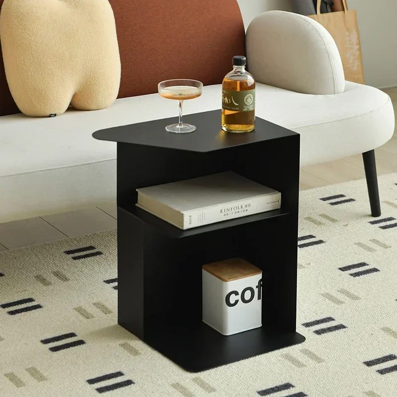 Iron Sofa Side Table Wear-Resistant Geometric Coffee Table Cold-Resistant Storage Shelf Moisture-Proof Bedside Cabinet