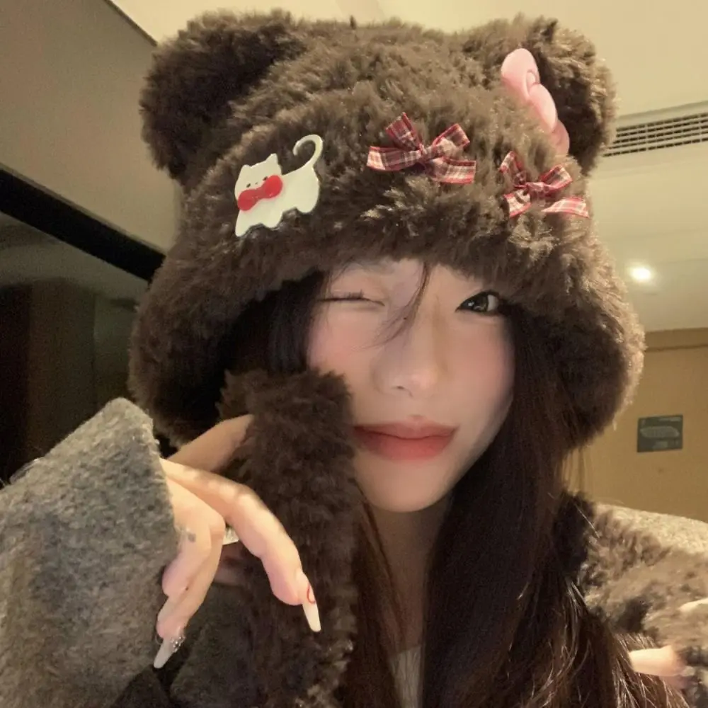 Gorro de felpa de oso a la moda, gorro grueso a prueba de viento, gorros suaves para exteriores