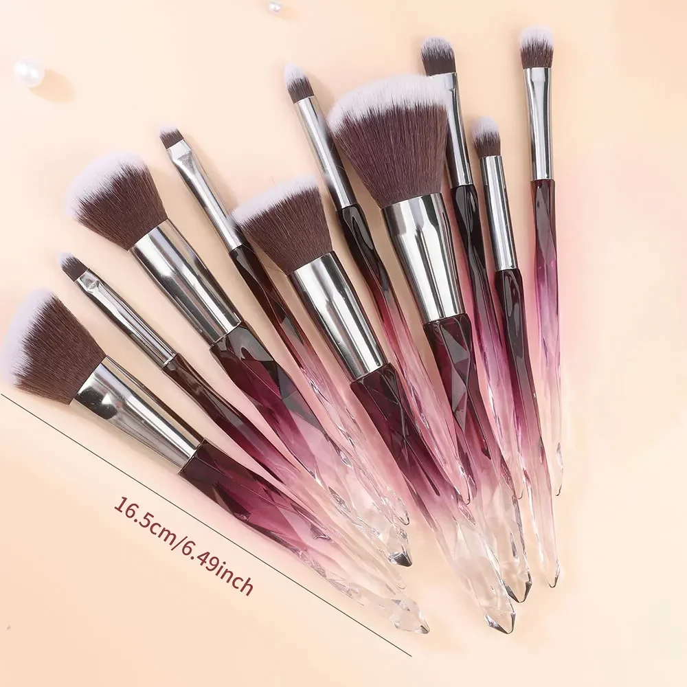 Makeup Brushes Set, 10pcs Crystal Transparent Handle Kabuki Powder Foundation Brush Concealer Eye Shadow Eyeliner Eyebrow Brush