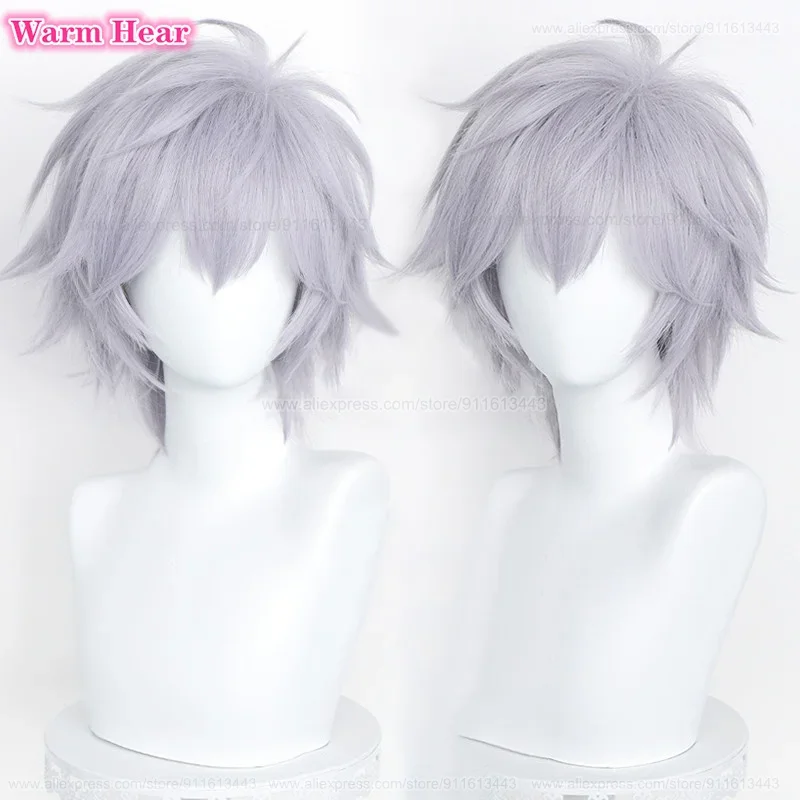 Kaworu Nagisa Cosplay Wig Anime EVA Purple Gray/Silver Grey Kaworu Nagisa Cosplay Anime Wig Heat Resistant Hair Wigs Wig Cap