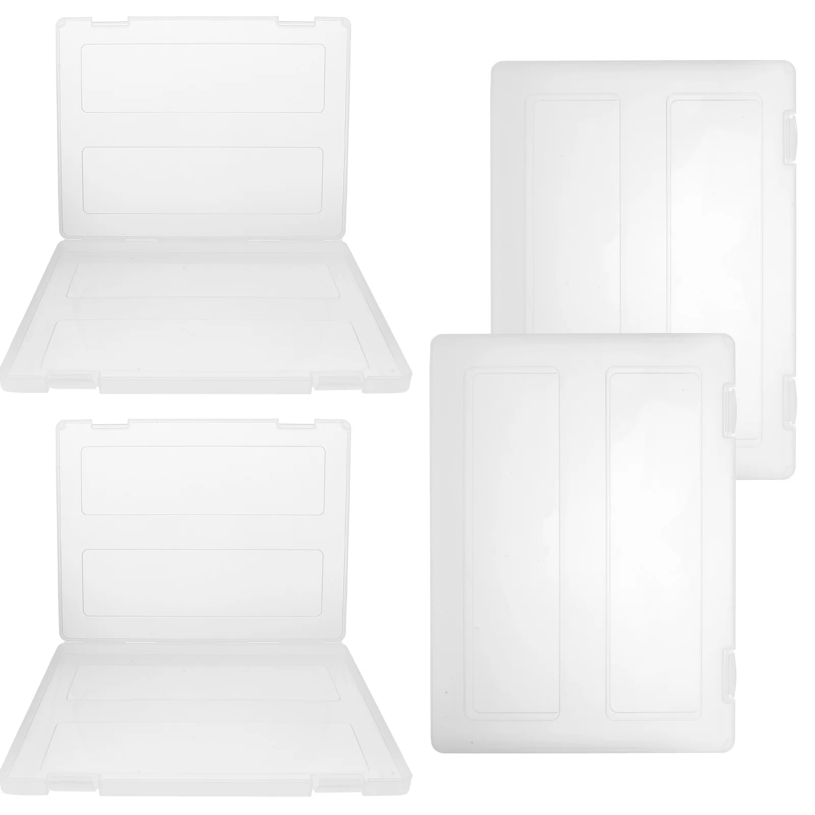 4Pcs Transparent A4 Document Box Plastic File Organizer Portable Storage Case for Office Desktop Box Files A4