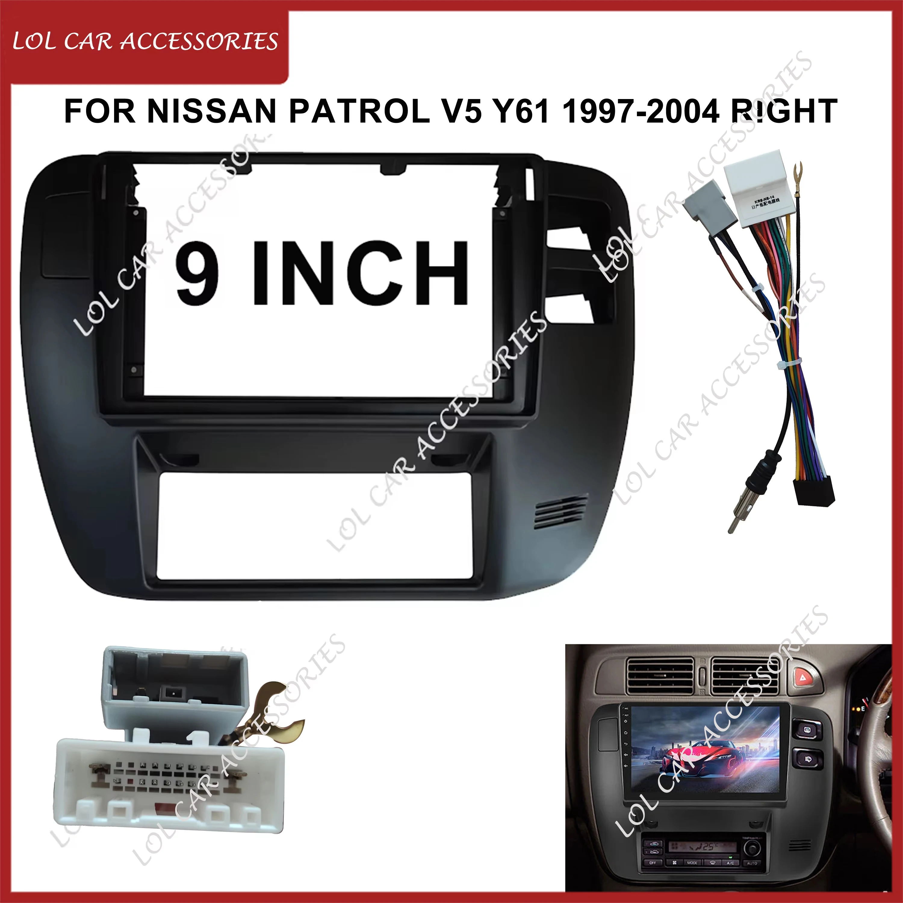 

9 Inch For Nissan Patrol V5 Y61 1997-2004 Right Car Radio Android MP5 Player Fascia 2Din Head Unit Stereo Dash Panel Frame Cover