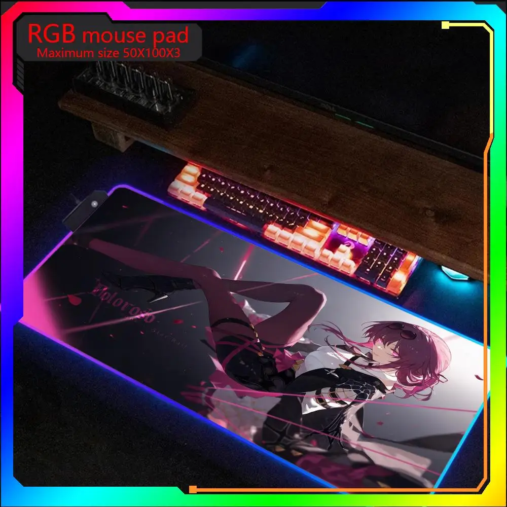 

Hot selling Honkai Star Rail KAFKA RGB MousePad Maximum size50x100 Game Large LED Rubber TableMat Laptop DesktopGame Mats Carpet