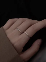 Geometrischer Biegering aus 925er-Sterlingsilber für Damen, Schmuck, Finger, verstellbarer offener Ring für Party, Geburtstag, Geschenk