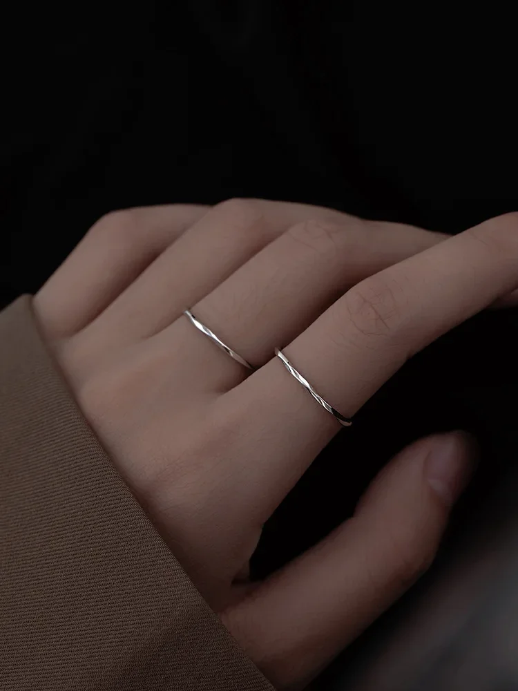 925 Sterling Silver Geometryczny pierścionek do gięcia dla kobiet Biżuteria Regulowany otwarty pierścionek na palec na prezent urodzinowy