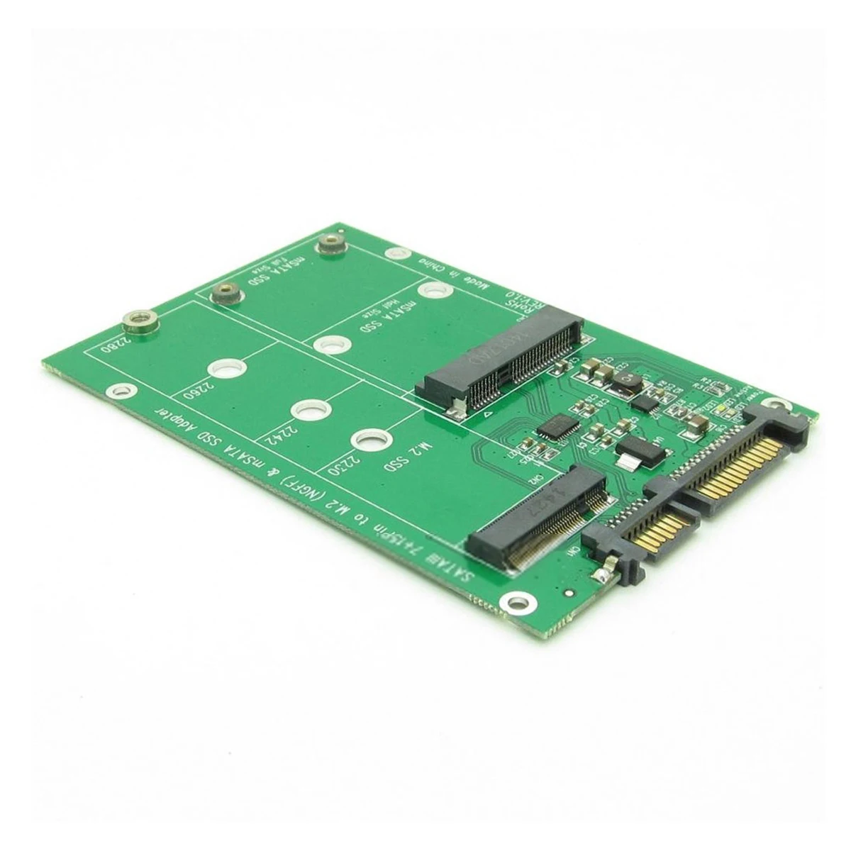 Cablec SATA 3.0 III 어댑터 컨버터 PCBA-2 in 1 콤보 미니 PCI- E 2 레인 M.2 NGFF 및 mSATA SSD