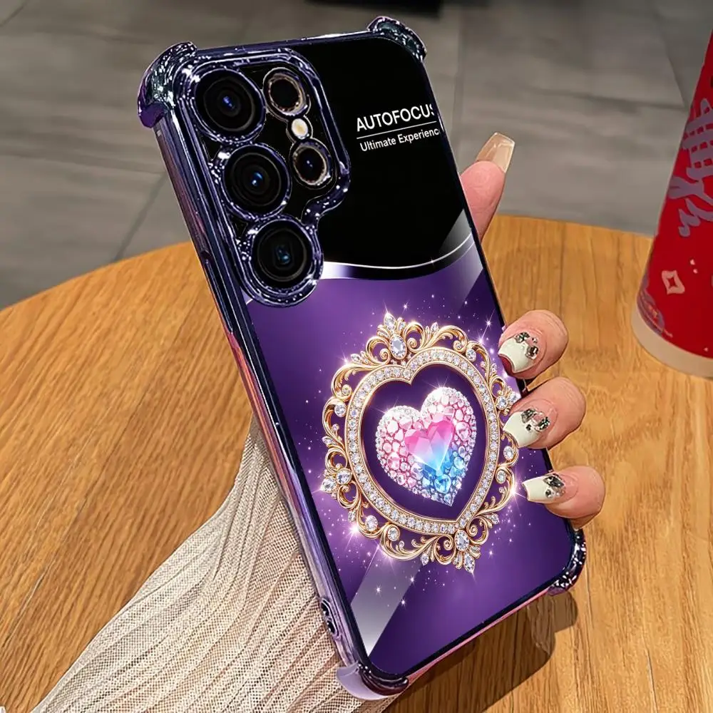 New Colored crystal heart phone case s26 ultra case s25 ultra case glass for Samsung Galaxy S26 S25 S24 S23 S22FE,Ultra,Plus