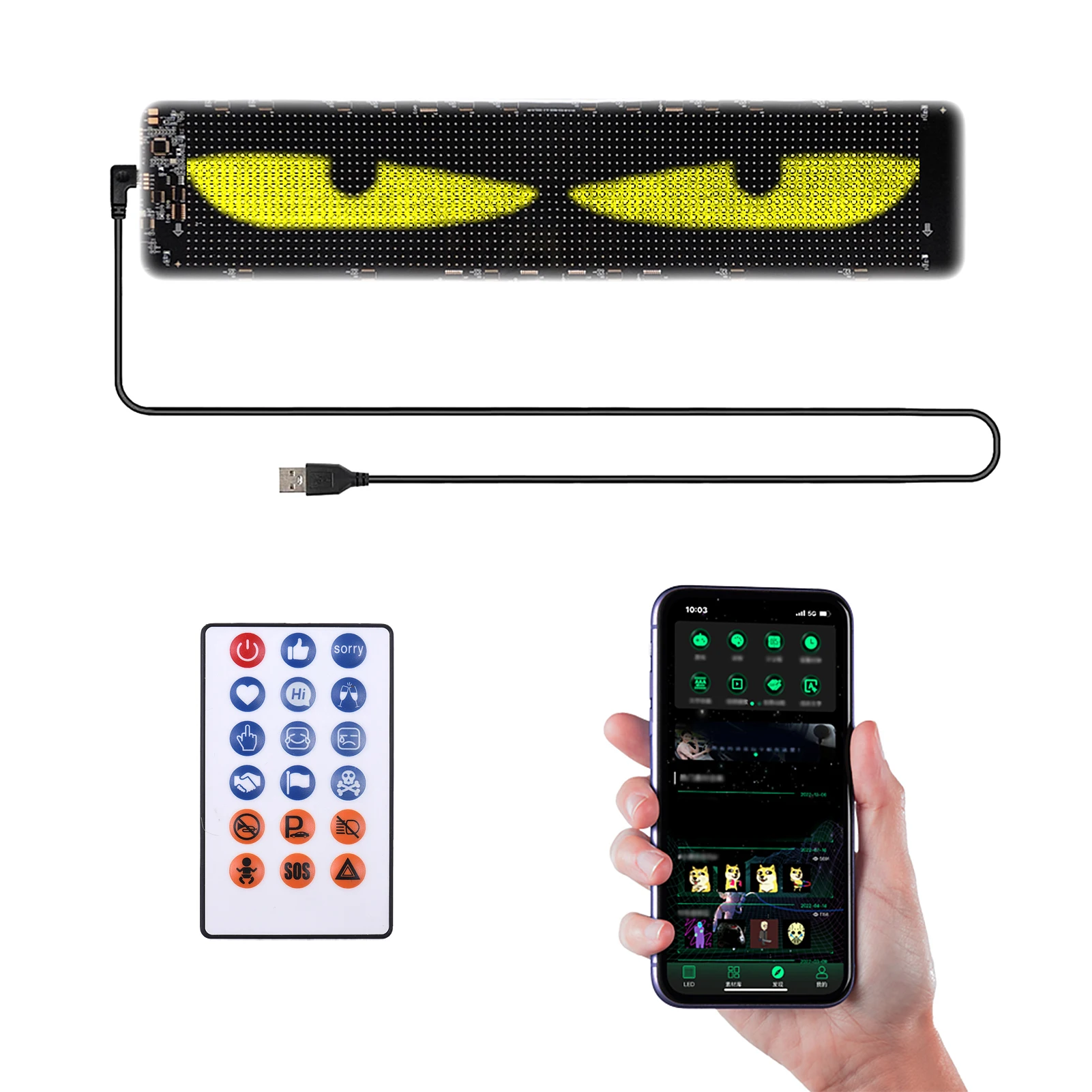 

Windshield Eyes Animated Led Car Sign Programmable DIY Eyes Light for Windshield BT Connect Colorful Led Eyes for Car Truck