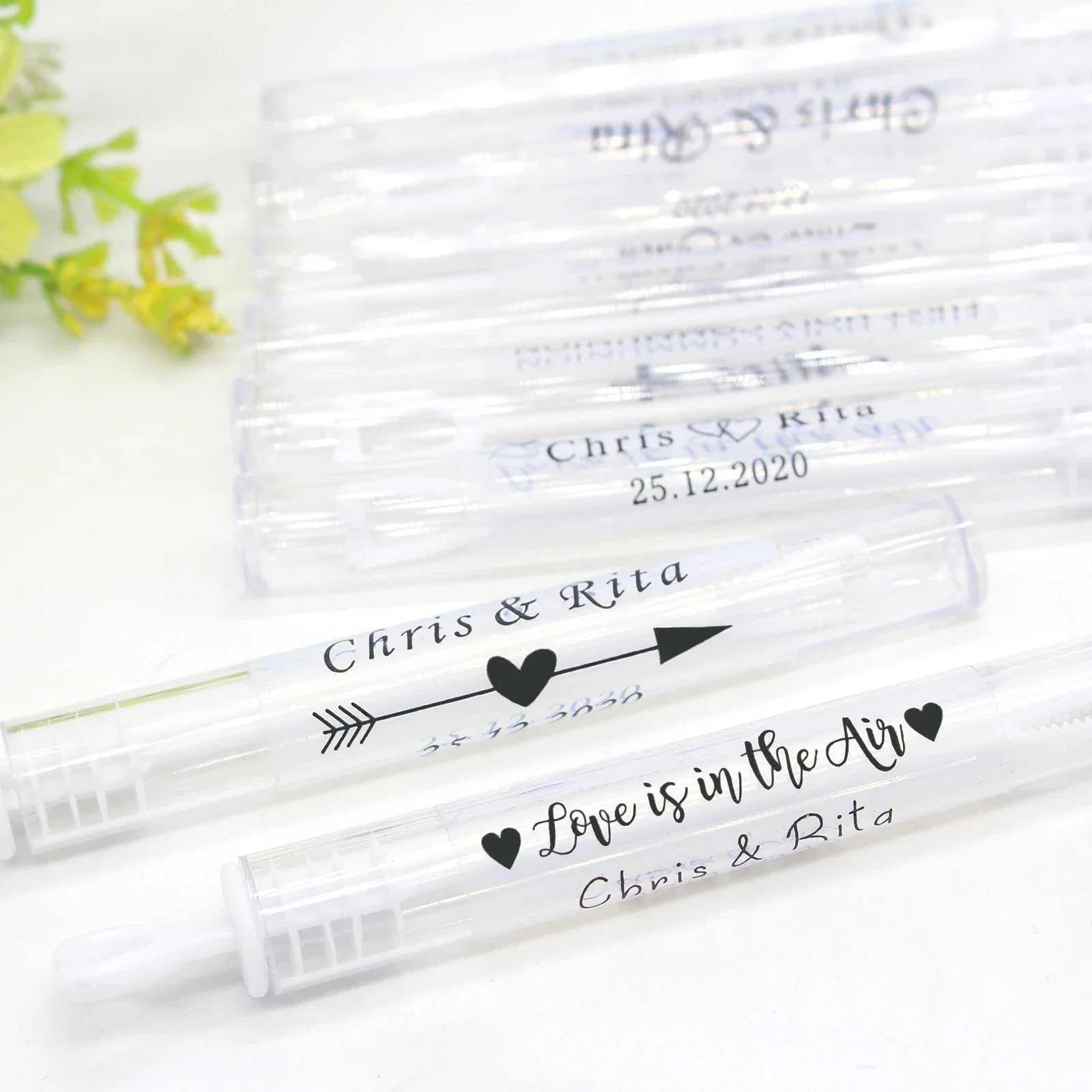 DIY 100PCS Wedding bubble Labels Personalized Transparent Stickers, Bubble Wand Label Clear, Custom Wedding Favor Stick