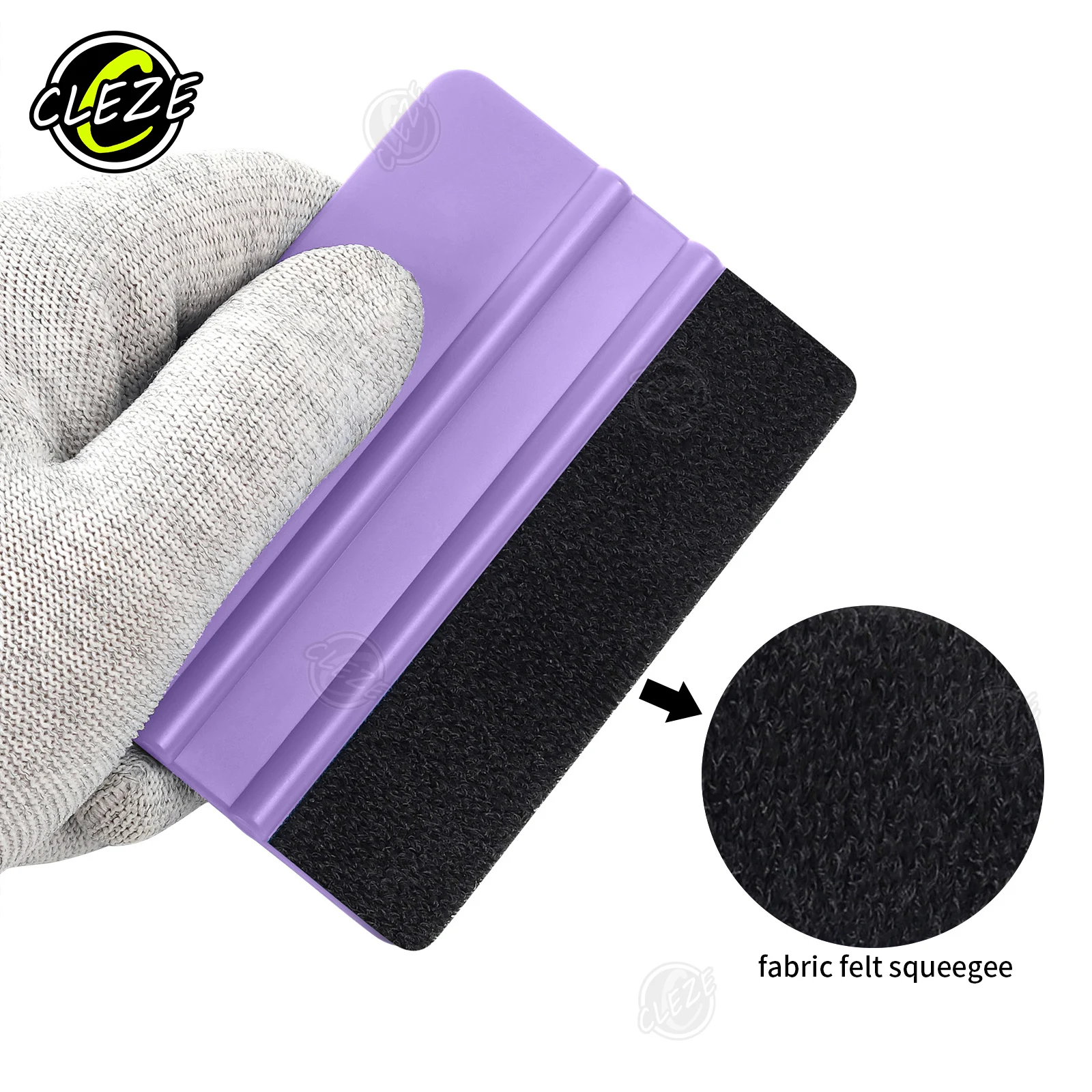 CLEZE Felt Edge Squeegee Plastic Scraper for Car Vinyl Wrap PPF Window Tint Film Installation Tool