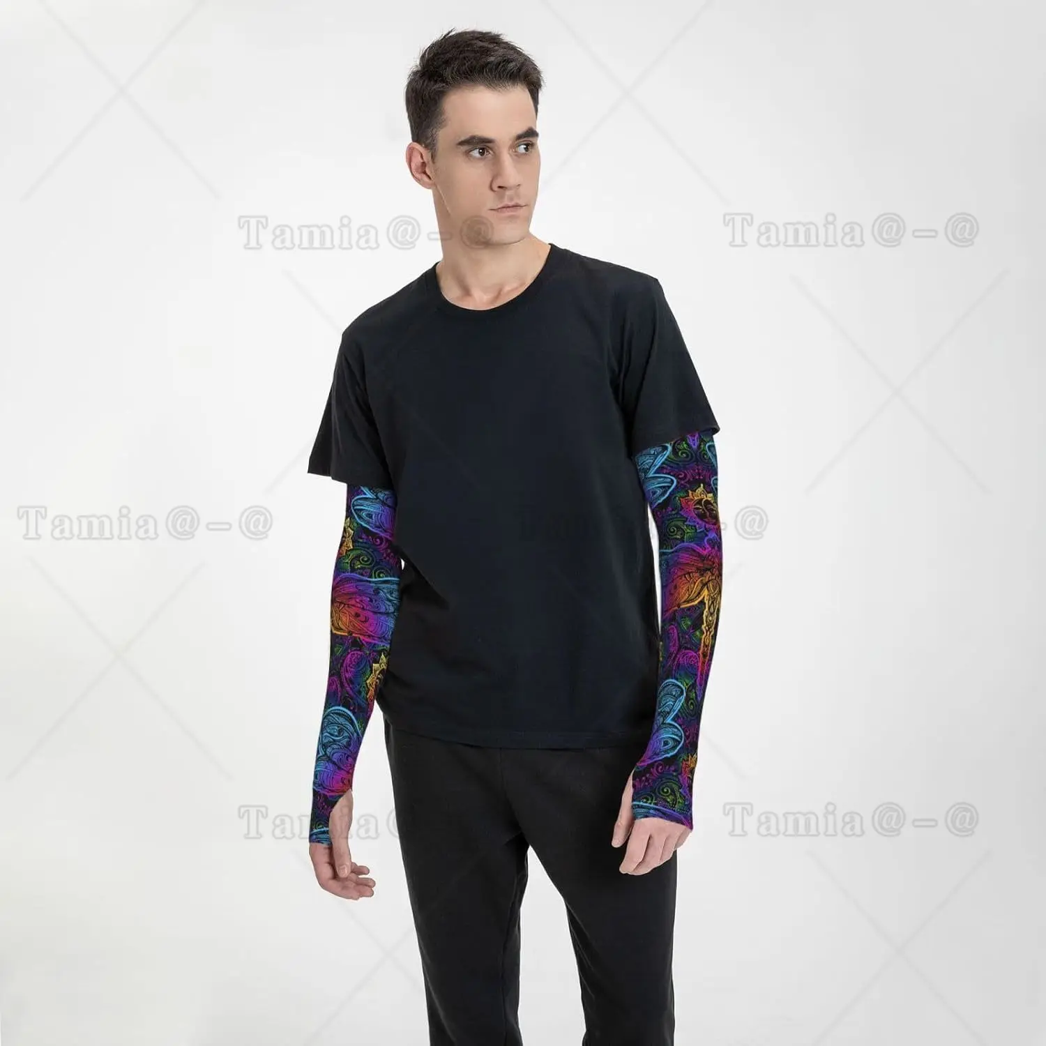 Mangas de braço com estampa de libélula de mandalas indianas, resfriamento, proteção solar UV, esportes, compressão, golfe, basquete, mangas de braço