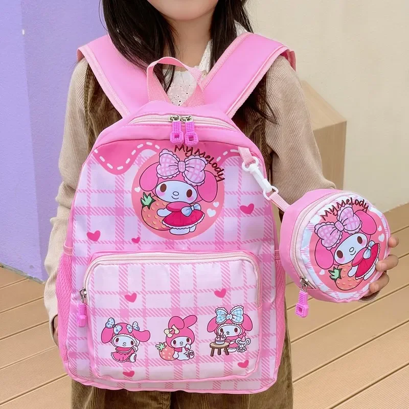 

Детский рюкзак Hello Kitty, новая милая школьная сумка для мальчиков, модная сумка-карандаш с героями мультфильмов для девочек с портмоне, сумка Saniro kuromi