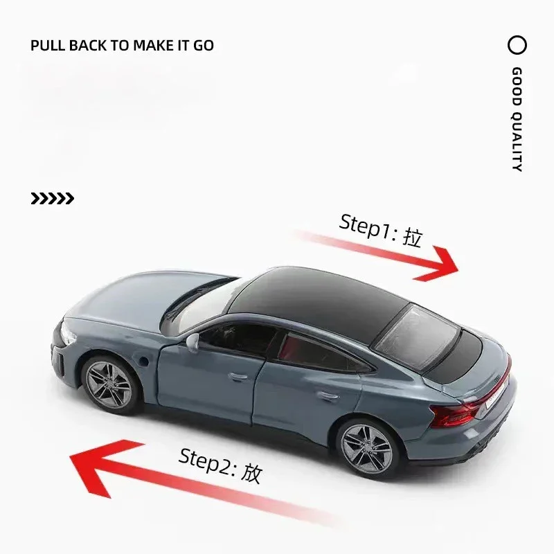 1:36 Audi RS e-tron GT Charging Pile Alloy Diecast Model Toy Cars Sound Light Pull Back Car Vehicle Toys