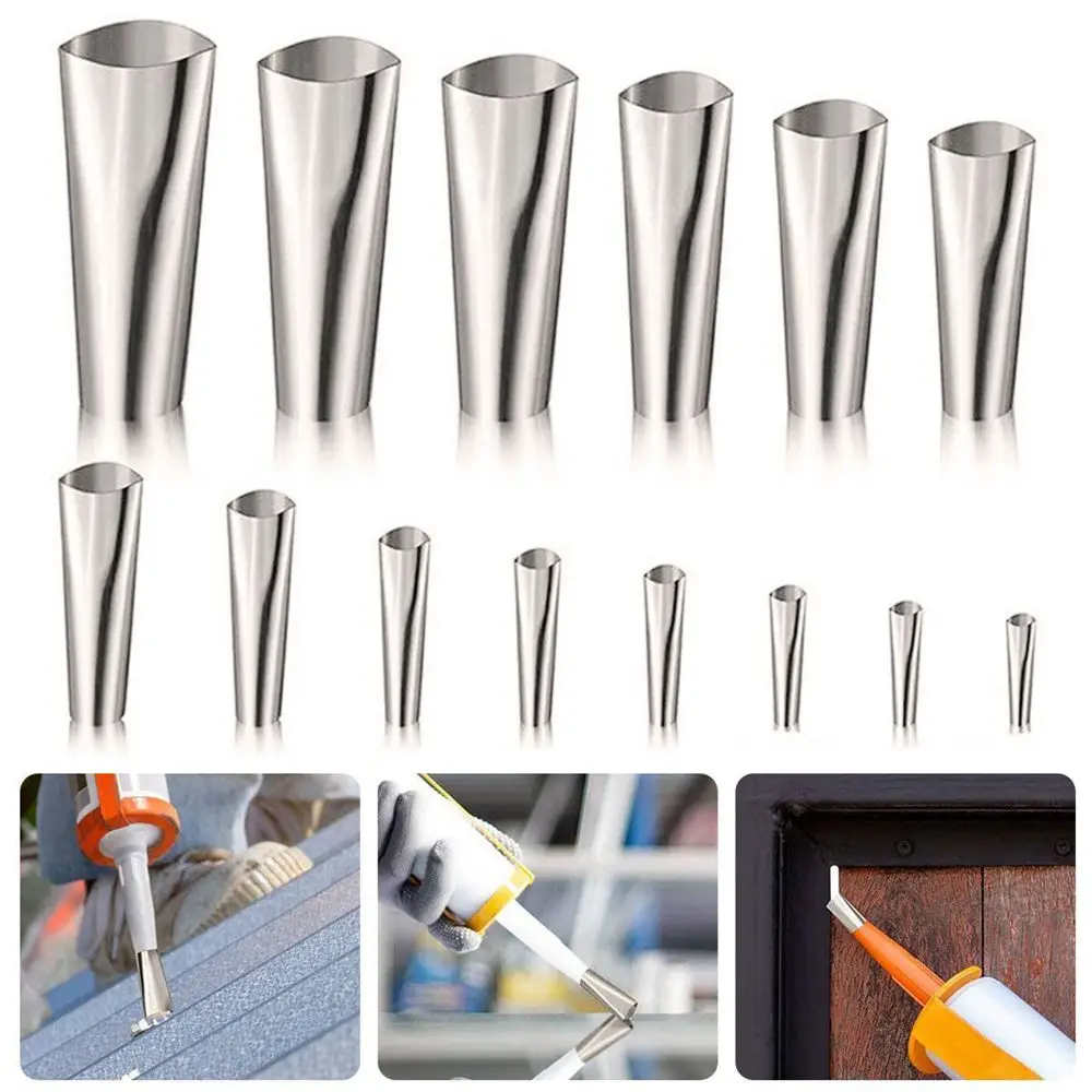 14Pcs 코킹 노즐 애플리케이터 코킹 피니셔 스테인레스 스틸 실란트 마무리 도구 키트 코킹 건 도구