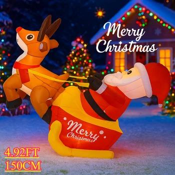 6.89FT Xmas Inflatable Santa Claus Penguin Chimney Decoration Toy Christmas Home…