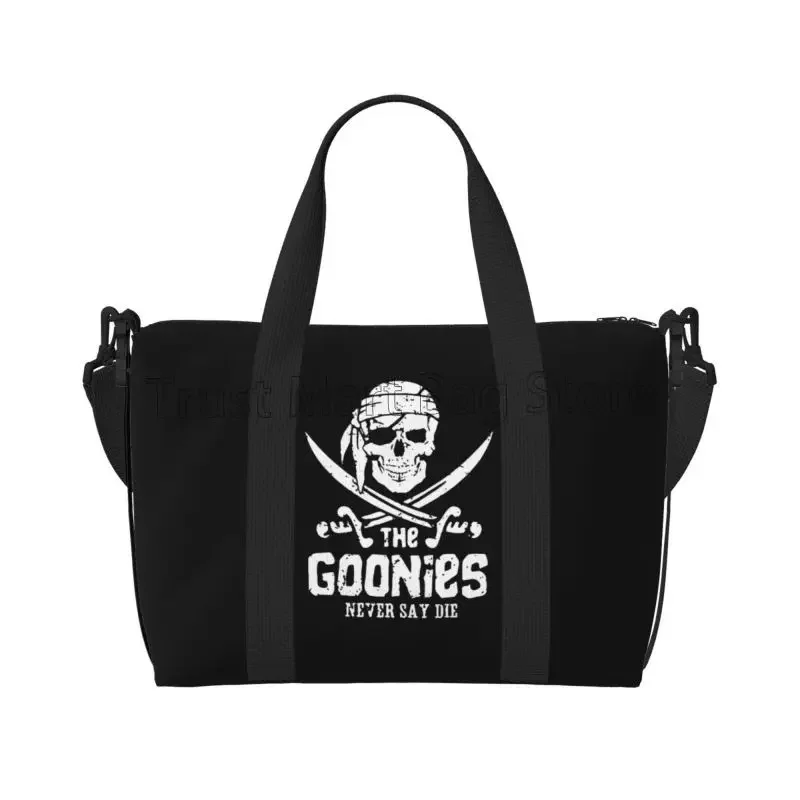 Sac de sport imprimé The Goonies Never Say Die, sac de voyage étanche, sacs de week-end de nuit avec sangle initiée, sac de sport pliable