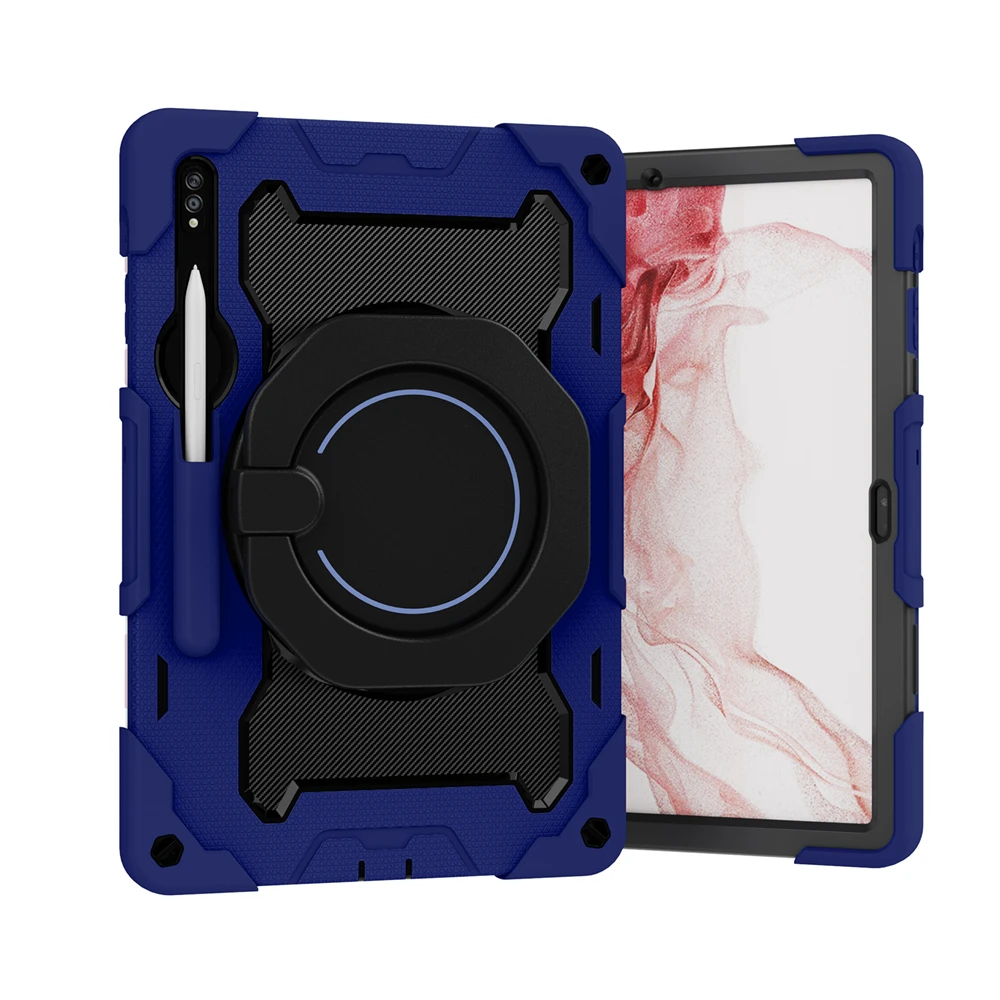 حافظة لهاتف سامسونج تاب S9 بلس FE S8 S7 S6 Lite حافظة مضادة للصدمات لهاتف جالاكسي A7 A8 A9 Plus 360 غطاء لوحي بحامل دوار #3