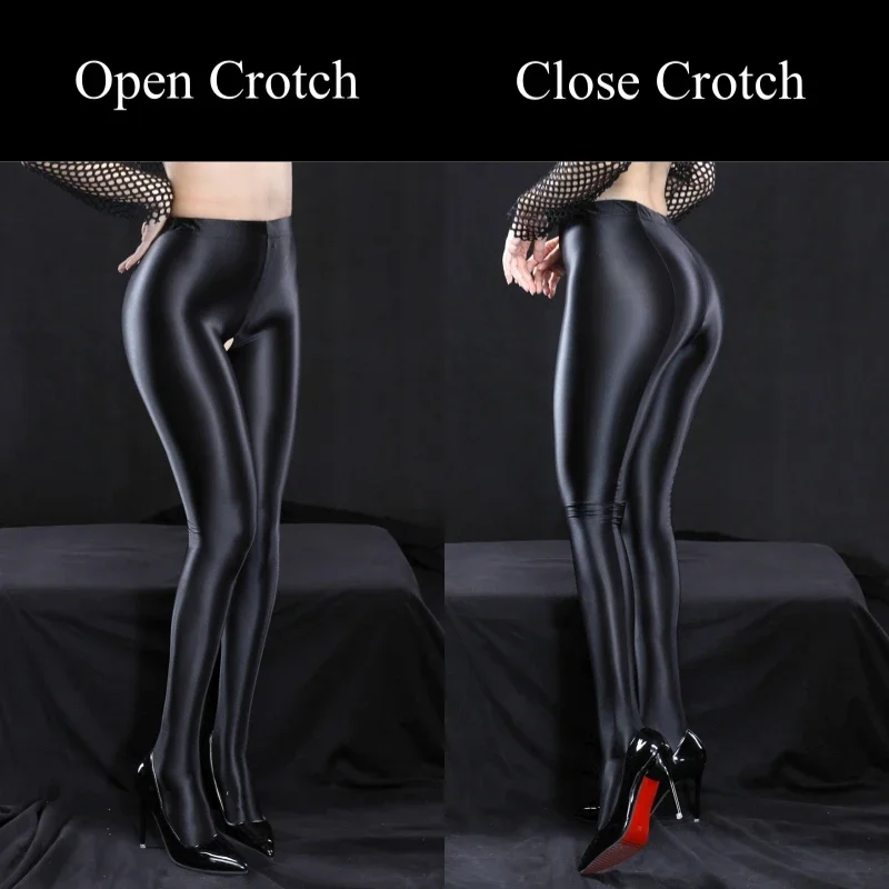 80D Plus Size Oil Shiny Tights Glossy Satin Shaping Pantyhose Women Sexy Pole Dance Clubwear Sports Fitness Leggings