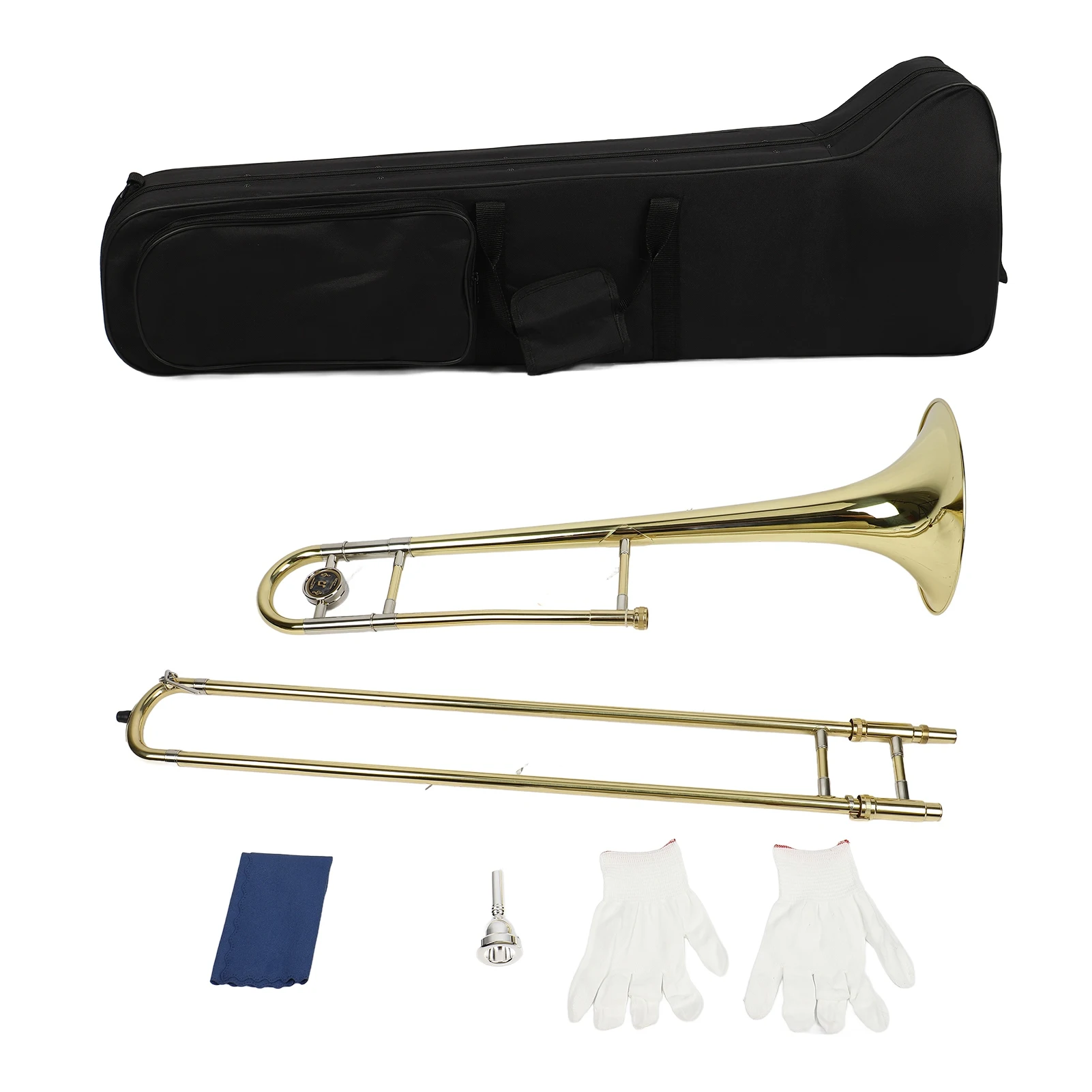 Bb Tone Trombone Messing Goud Tenor Trombone Met Cupronickel Mondstuk Cleaning Stick Case Trombone B Platte Blaasinstrument