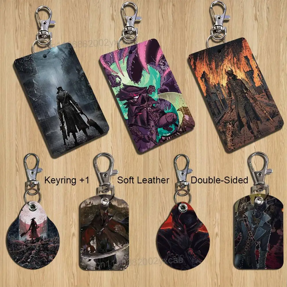 

game Gehrman Bloodborne Hunter Cartoon Singer Anime Card Keychain Fashion Pendant Bag ID Door Card Case Bus Card Cute Adult