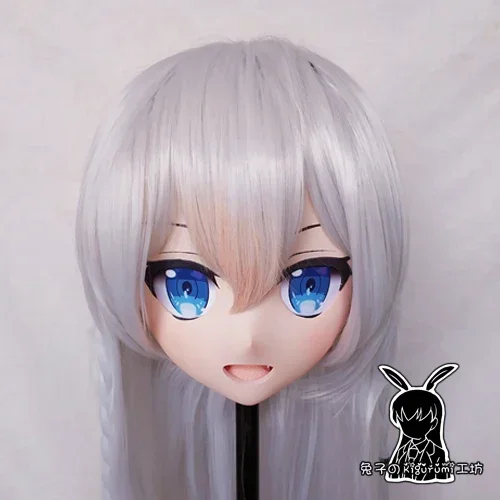 (Rabbit 18) Resin Cross Dressing Pretty Girl 3/4 Head BJD Doll Mask Cartoon Anime vtuber Cosplay Kigurumi Mask Crossdresser