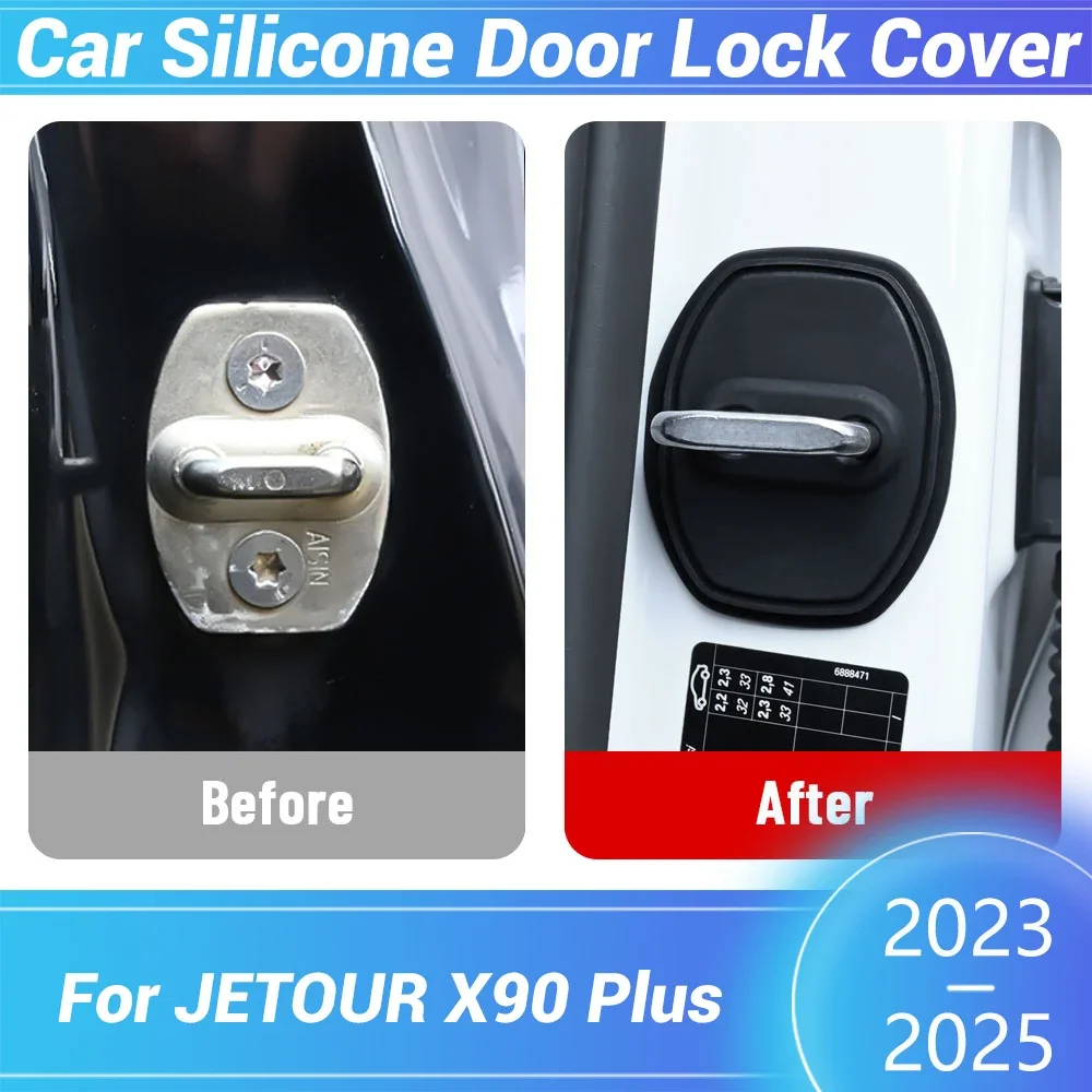 For JETOUR X90 Plus 2023 2024 2025 Automotive Door Latch Anti-collision Car Door Lock Silicone Buckle Protector Cover Accessorie