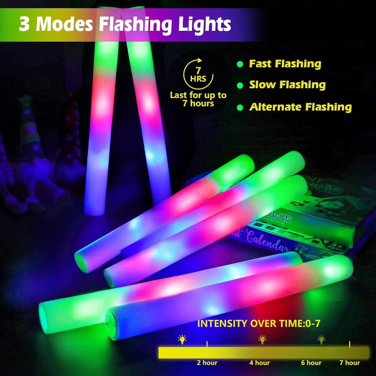 100pc Glow Sticks Bulk Colorful Rgb Led Foam Cheer Tube In The Dark Light Xmas Birthday Wedding Party Supplies Christmas Festive