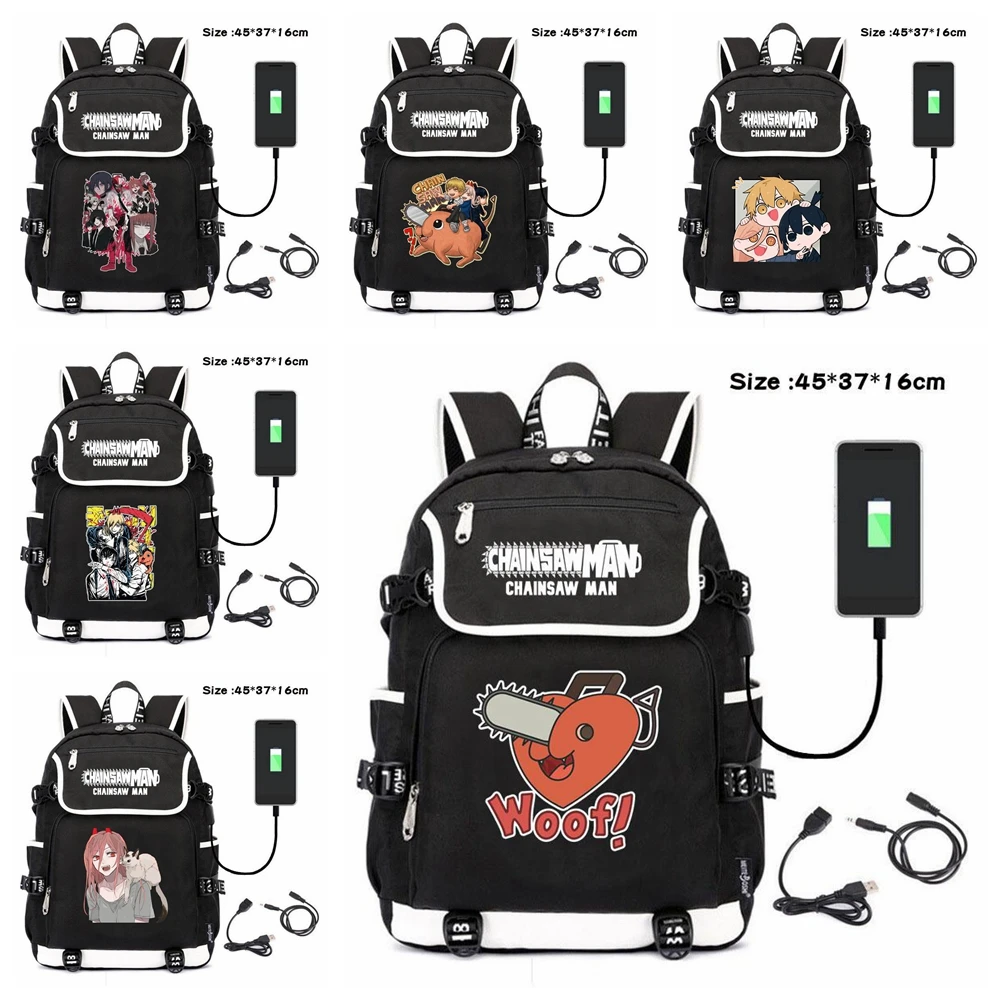 

Anime Chainsaw Man Pochita Denji Backpack Black Rucksack Travel Shoulder Bags Outdoor Casual Bags Teens Mochils School Bags