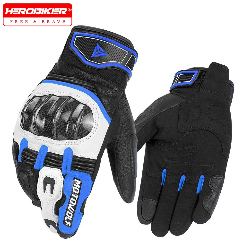 Leather Motocross Gloves Men Touch ScreenMotorcycle Gloves Women Breathable Moto Racing Riding Motorbike Protective Gear