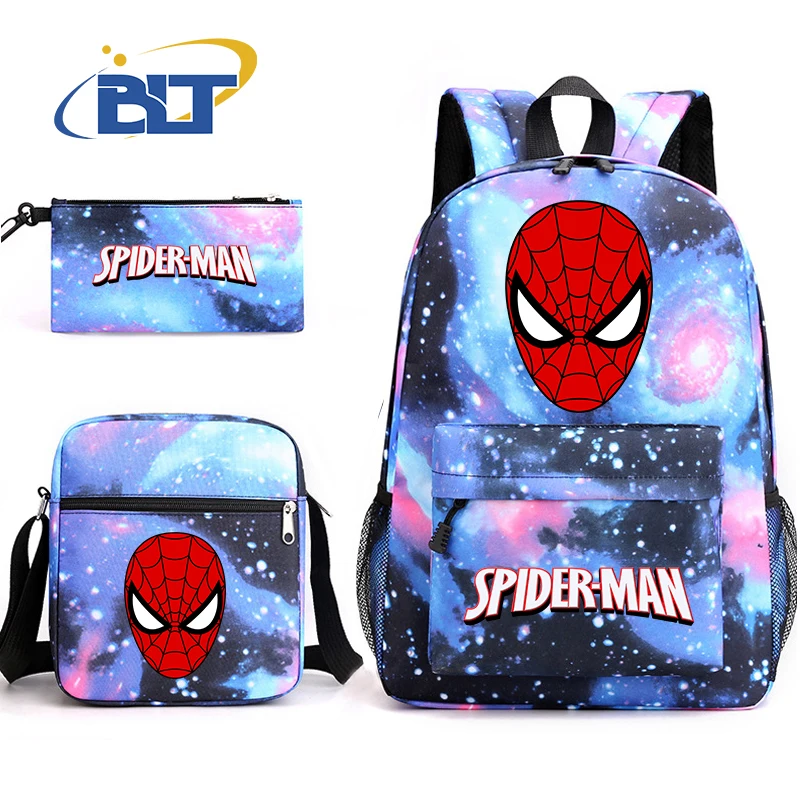 Spiderman backpack set student school bag shoulder bag pencil case 3-piece set kids gift for boys