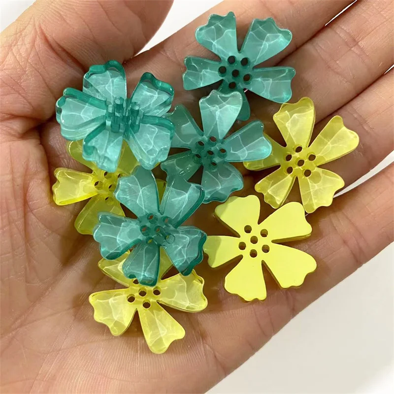 

New arrived 50pcs/lot 23mm color print cartoon flowers shape acrylic cabochon beads diy jewelry garment hair accessory